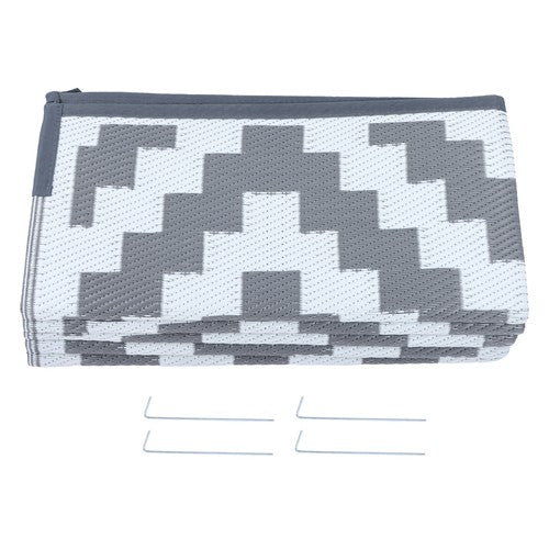 8x10ft Waterproof Outdoor Rug Outdoor Plastic Straw Rug For Camping Gray & White