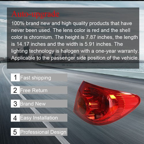 Passenger Right Side Outer Brake Lamp Tail Light For Toyota Corolla Series 03-08