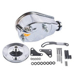 For Chevy SBC 265 283 Chrome Steel Power Steering Pump With Bracket Kit & Pulley