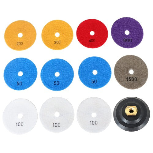 12PCS Diamond Polishing Pads Wet Dry 4 Inch Set Kit For Granite Concrete Marble