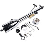 30" Chrome Tilt Auto Steering Column w/ 9 Hole Wheel Adapter Key Stainless Steel