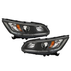 Pair For Honda Accord 2013-2015 Headlights Replacement Halogen W/O LED DRL Set