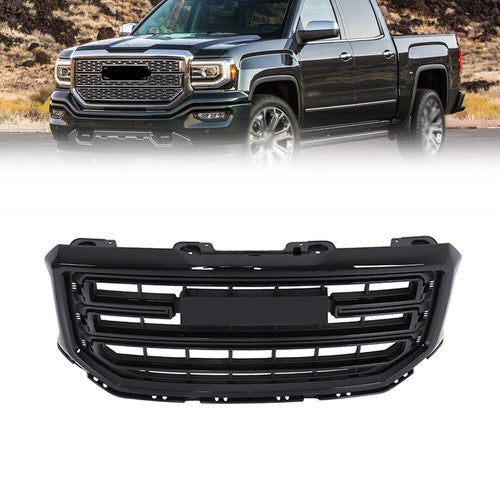 New Gloss Black Plastic Front Bumper Grille For GMC Sierra 1500 2016 2017 2018