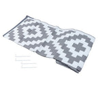 8x10 ft RV Mat Outdoor Plastic Straw Rug Carpet Waterproof Gray & White