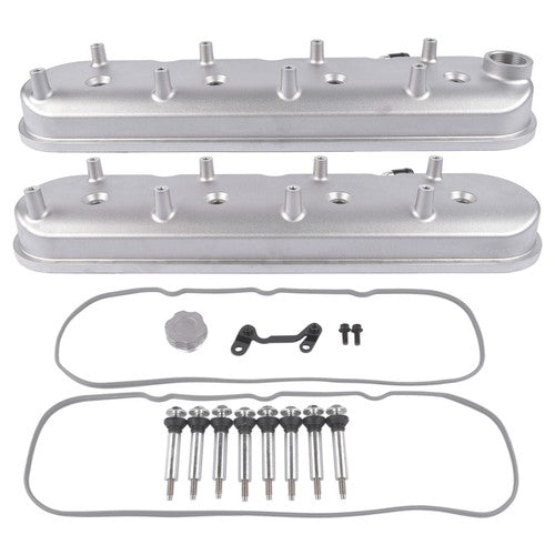 GM LS Cast Aluminum Tall Silver Pair Valve Covers w/ Coil Mounts For LS1 LS2 LS3