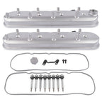 GM LS Cast Aluminum Tall Silver Pair Valve Covers w/ Coil Mounts For LS1 LS2 LS3