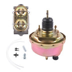 7" Zinc Street Rod Rat Rod Power Brake Booster w/ Bail Top Master Cylinder Kit