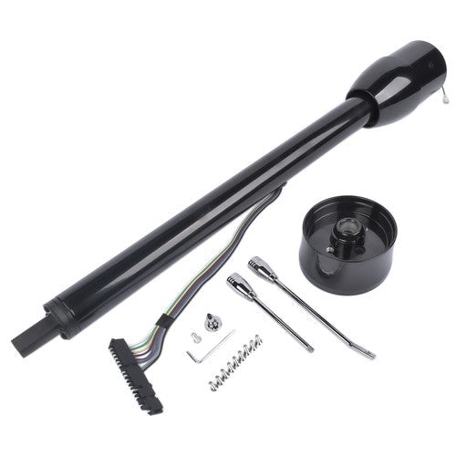 Manual Column Floor Shift Tilt Steering Column w/ Wheel Adapter No Key Black 32"