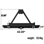 Rear Bumper With Tire Carrier D Ring For Jeep Wrangler YJ 87 96 TJ 97 06