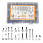 1590-Piece M3 Screw Kit with Hex Button & Socket Head Bolts, Nuts, and Washers