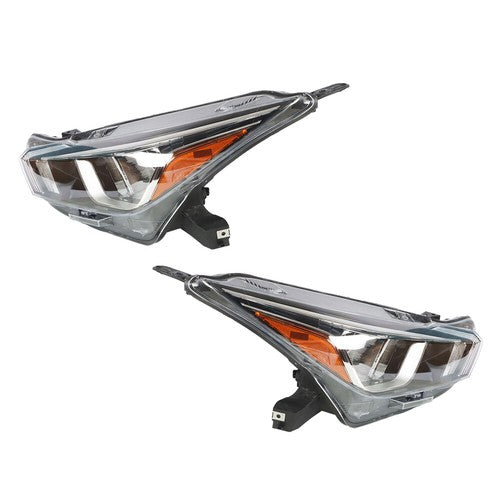 Pair Headlights Assembly Set Fit Clear Lens Chrome For Nissan Versa 2020-2021