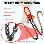 Steel G80 3/8" x 2' Trailer Tow Chain J Hook V-Type Grab Hook Wrecker Truck Tie