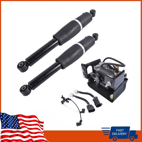 Pair Air Suspension Shocks+Compressor Pump For Cadillac Escalade 1500 2001-2013