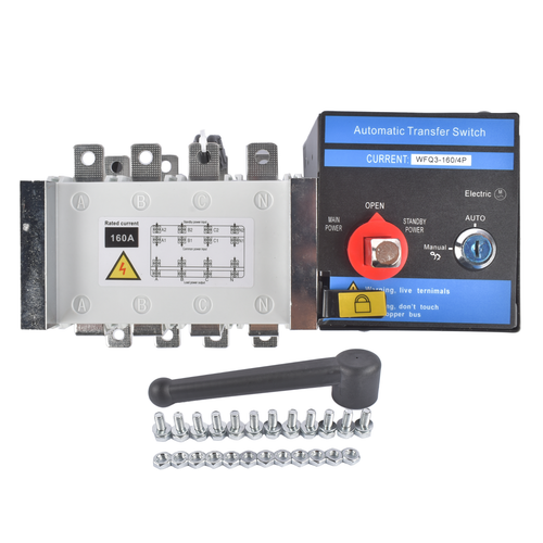 Industrial Automatic Transfer Switch 4P 160A 110V or 220V Plastic Copper Steel