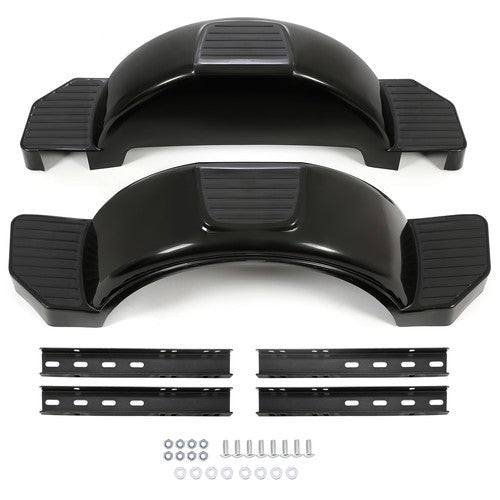 Single Axle Trailer Fenders for 13 inch Wheels Tires Skirt Boat Glossy Black 2