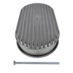15" Oval Full Finned Polished Aluminum Air Cleaner Filter For Chevy SBC 350 400