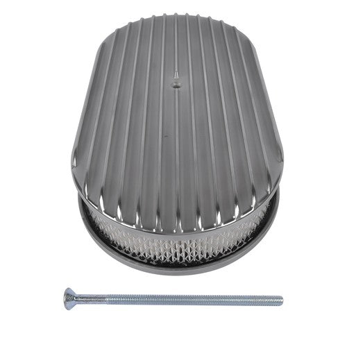 15" Oval Full Finned Polished Aluminum Air Cleaner Filter For Chevy SBC 350 400