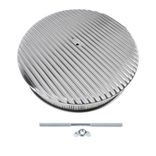 14 Full Finned Aluminum Round Air Cleaner Air Filter Kit Polished Recessed Base