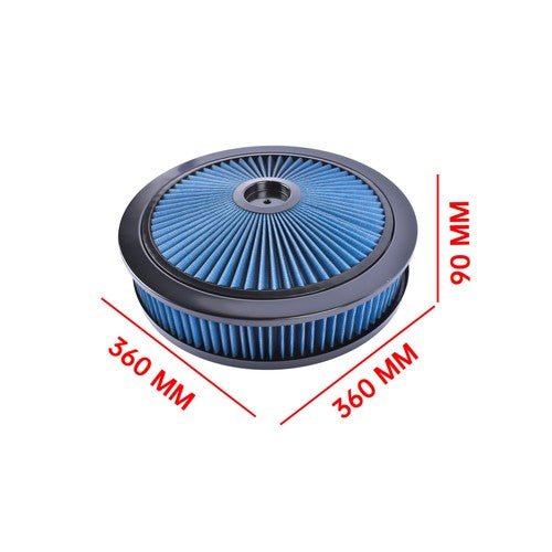14" x 3" Blue Air Cleaner Set Super Flow Washable Blue Extraflow for Chevy Ford