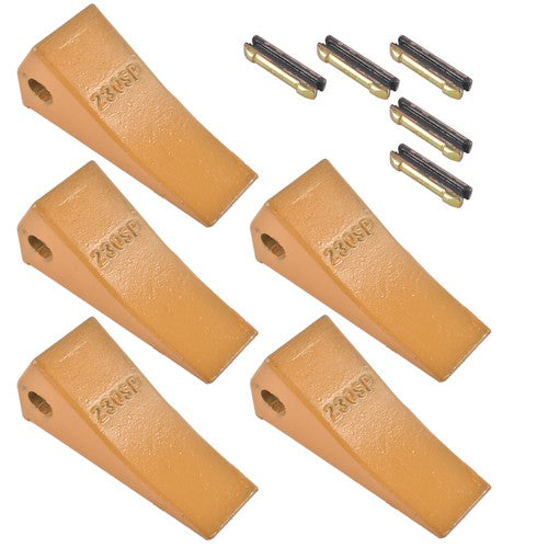 5Pcs 230SP Casting Bucket Teeth & TF23P Flex Pins for Backhoe Skid Steer Loader