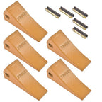 5Pcs 230SP Casting Bucket Teeth & TF23P Flex Pins for Backhoe Skid Steer Loader