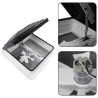 14" x 14" 12V Reversible FAN Kit RV Roof Vent For Camper Manual Lift Black Lid