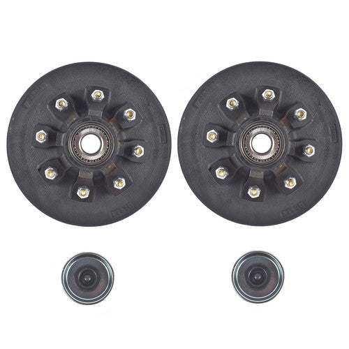 2 Pack 12"x2" Trailer Brake Hub Drum Kit 8 on 6.5" Bolt Pattern for 7000lbs Axle