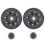 2 Pack 12"x2" Trailer Brake Hub Drum Kit 8 on 6.5" Bolt Pattern for 7000lbs Axle