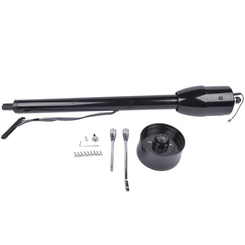 Manual Column Floor Shift Tilt Steering Column w/ Wheel Adapter No Key Black 32"