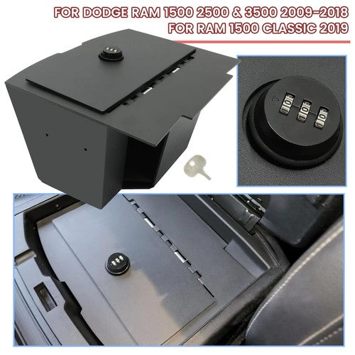 Center Console Safe Gun Vault Storage Box for Dodge Ram 1500 2500 3500 2009-2018