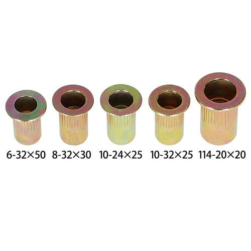 Zinc Steel Rivet Nut Kit 300 Pack Rivnut Nutsert Assort 150pcs Metric+150pcs SAE