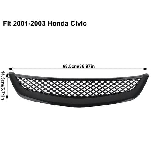 Front Bumper Upper Grill Mesh Hood Grille For 2001-2003 Honda Civic JDM Type R