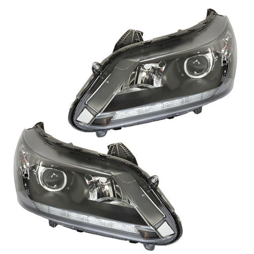 For Honda Accord 2013-2015 LH+RH Headlights Headlamps Clear Lens Halogen Black