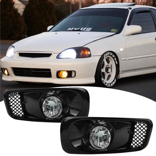 JDM Bumper Clear Halogen Lens Fog Lights Pair for 1999-2000 for Honda Civic