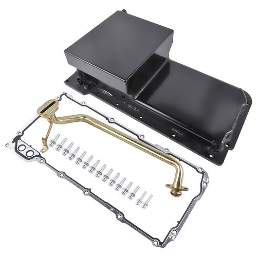 Rear Engine Oil Pan w/ Gasket For GM LS LS1 LS2 LS3 LS6 7 Quarts Black Aluminum