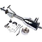 30" Chrome Tilt Auto Steering Column w/ 9 Hole Wheel Adapter Key Stainless Steel