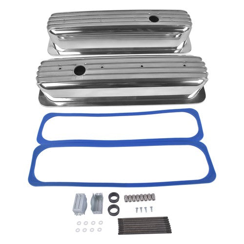 Finned Aluminum Tall Valve Covers w/ Center Bolt for Chevy SBC 5.0L-5.7L 350 450
