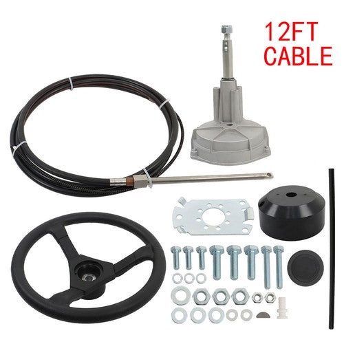 12 Feet SS13712 Rotary Steering System Outboard Kit Marine Steering Cable