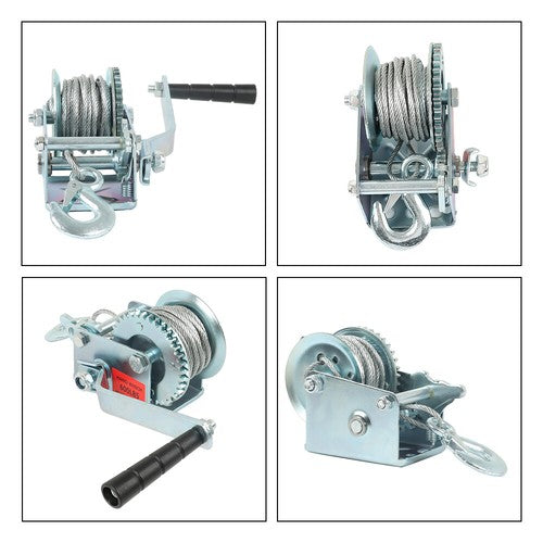 600 lbs Steel Cable Hand Winch Crank Gear Winch Atv Boat Trailer Heavy Duty