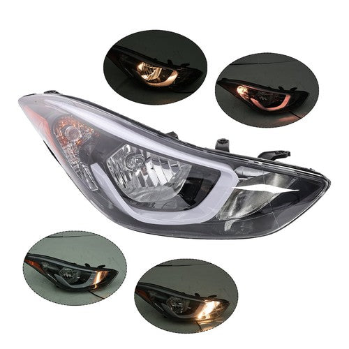 Headlights Assembly Left Right Pair w/ Bulbs for Hyundai Elantra 2014 2015 2016