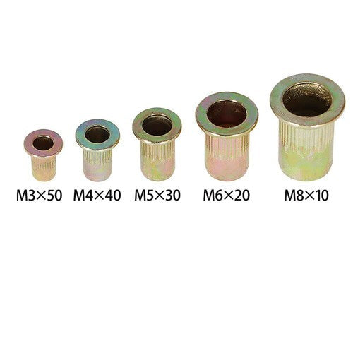 Zinc Steel Rivet Nut Kit 300 Pack Rivnut Nutsert Assort 150pcs Metric+150pcs SAE