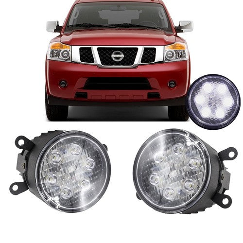 LED DRL Fog Light Pair Clear Lens for Nissan Armada 2008-2019 LH+RH
