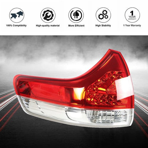 Driver LH Side Outer Tail Light Lamp Replace Halogen For 2011-2014 Toyota Sienna