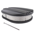 Black Cast Aluminum Half Finned 12″ Air Cleaner Assembly for Chevy Mopar Classic