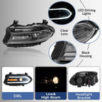 Left Driver Side Headlight Projector Assembly for Dodge Charger 2015 2023 Black