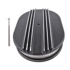 Black Cast Aluminum Half Finned 12″ Air Cleaner Assembly for Chevy Mopar Classic