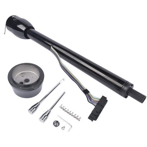 Manual Column Floor Shift Tilt Steering Column w/ Wheel Adapter No Key Black 32"