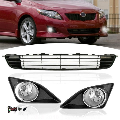 Front Bumper Lower Grille Fog Lights Black Grill for 2009-2010 Toyota Corolla