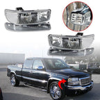 For GMC Sierra 1500 99-07 & Yukon 00-06 L+R Headlight Replacement Halogen Black