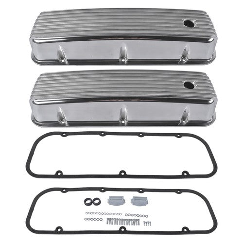 3-11/16" Tall Finned Aluminum Valve Covers Fits Chevy Big Block 396 402 427 454